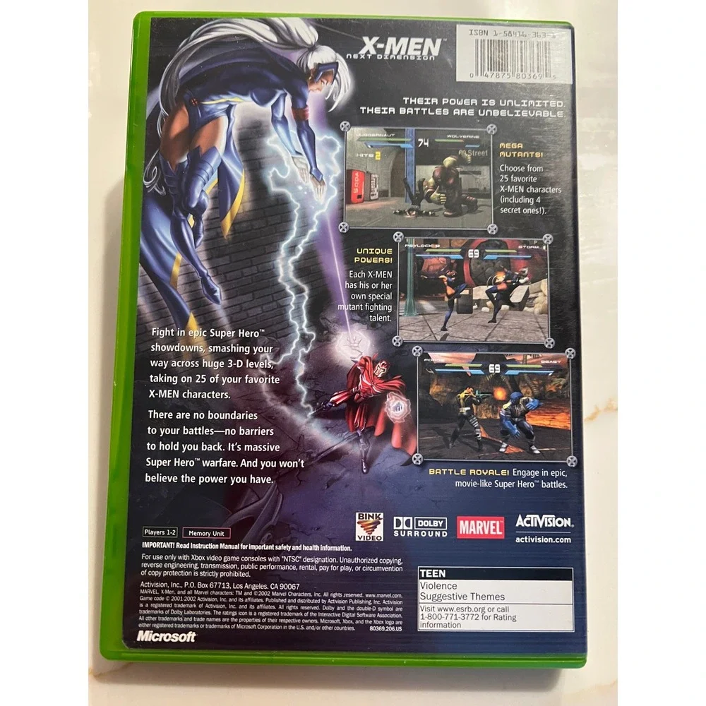 X-Men Next Dimension & X2 Wolverine's Revenge Xbox Game Bundle Marvel Activision